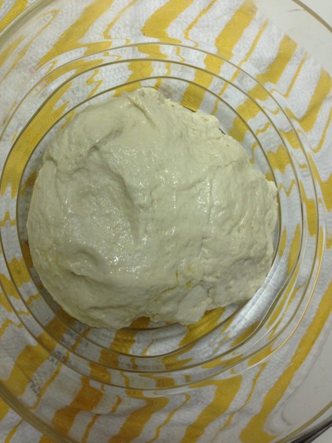 The dough before the first rise. 